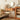Wood makeup vanity set in natural finish in a bedroom