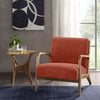 27.5" Modern Deep Orange Upholstered Arm Chair in Wood Frame