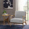 27.5" Modern Gray Upholstered Arm Chair in Wood Frame