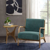 27.5" Modern Teal Upholstered Arm Chair in Wood Frame