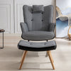 35.5 Wingback Glider Rocking Chair with Solid Wood Base - Black & White Check