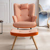 35.5 Wingback Glider Rocking Chair with Solid Wood Base - Orange Check
