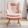 35.5 Wingback Glider Rocking Chair with Solid Wood Base - Pink Check