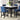 5-Piece Counter Height Dining Table Set with 42" Marble Table and 4 Blue Upholstered Chairs