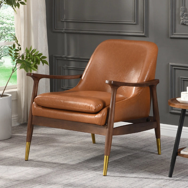 Brown Leather Chair Accent Chairs For Living Room With Arms