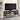 a metal tv stand image, featuring one drawer, a sliding door and open shelves