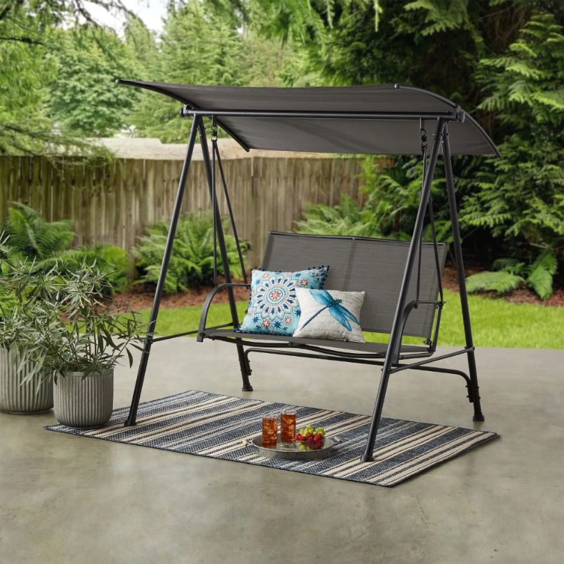 Contemporary Steel Canopy Porch Swing Chair for Two – CharmyDecor