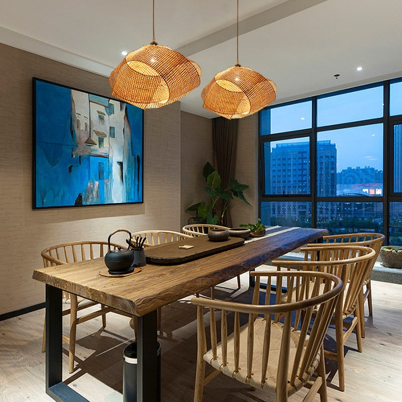 Handwoven Bamboo Rattan Pendant Light - Artful Décor Piece – CharmyDecor