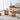 Natural wood rattan coffee table in modern living room setup