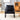 Black leather accent chair in modern living room setup – front view