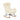 Front view of beige teddy upholstered rocking chair with headrest