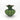 Front view of green glass gourd vase with red rim