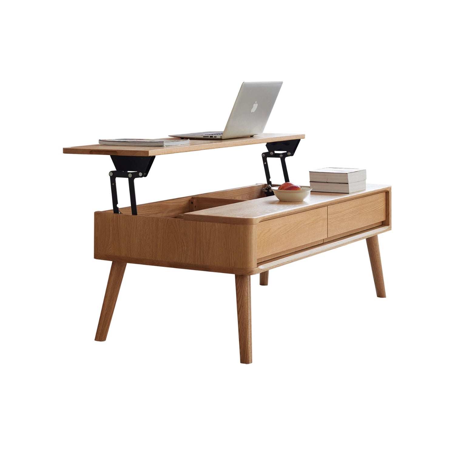Solid Oak Lift Top Coffee Table with Hidden Storage – Modern Multifunc ...
