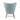 Back view of modern fabric rocking chair with smooth pastel blue finish