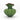 Side angle of ribbed green glass vase with curved top