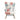 Straight-on view of patchwork high back rocking chair with pastel colors