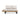 Two-seater patio bench with natural wood and beige cushions