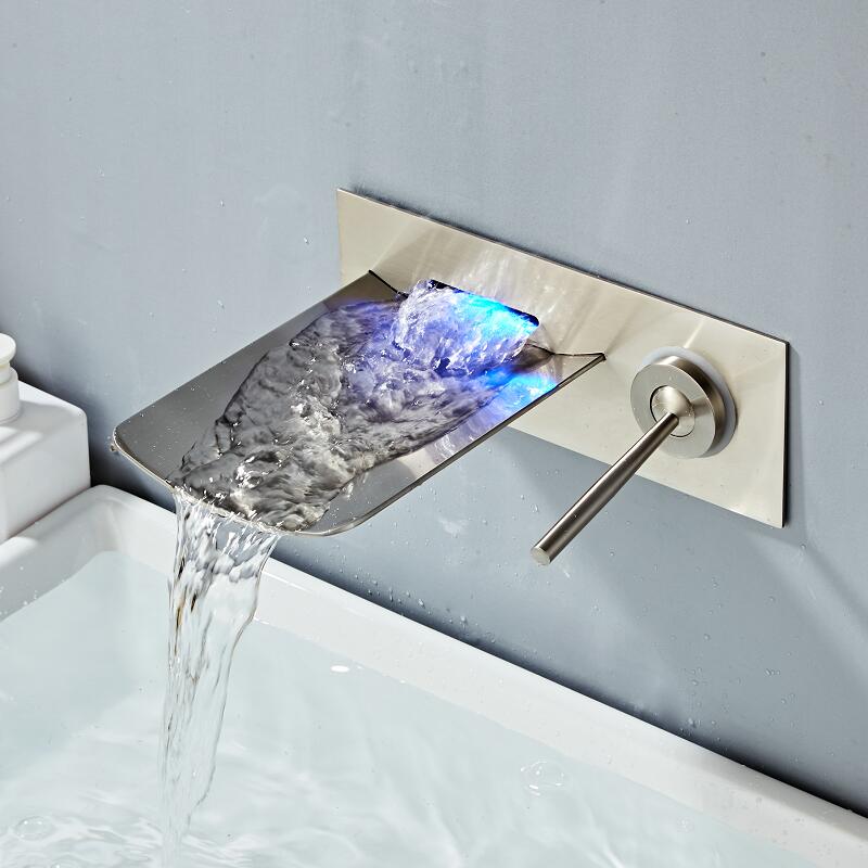 LED Wall Mounted Waterfall Faucet - Single Handle Bathroom – CharmyDecor
