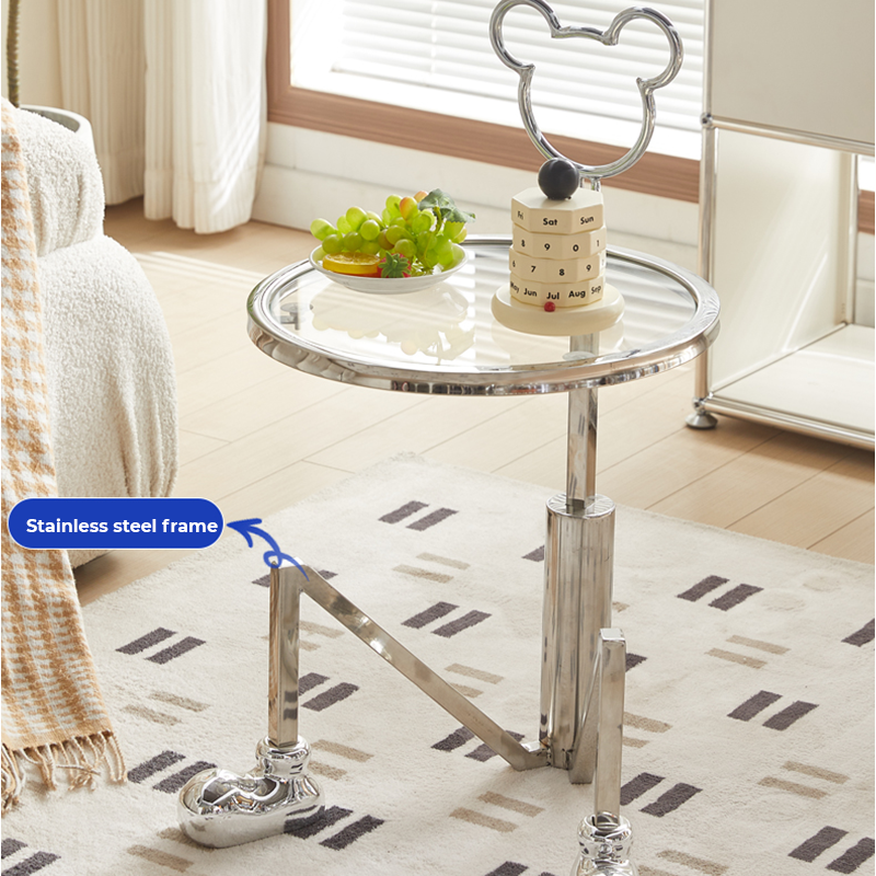 Modern Mickey Mouse Side Table with Tempered Glass Top – CharmyDecor