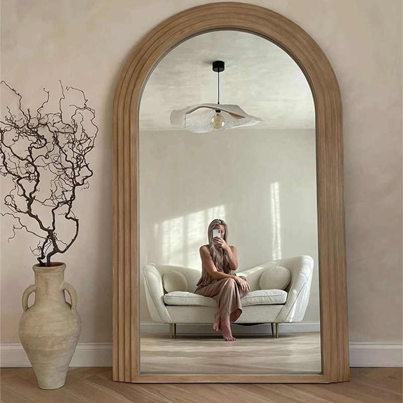 Luxury Silver Wood Arched Floor Mirror CharmyDecor