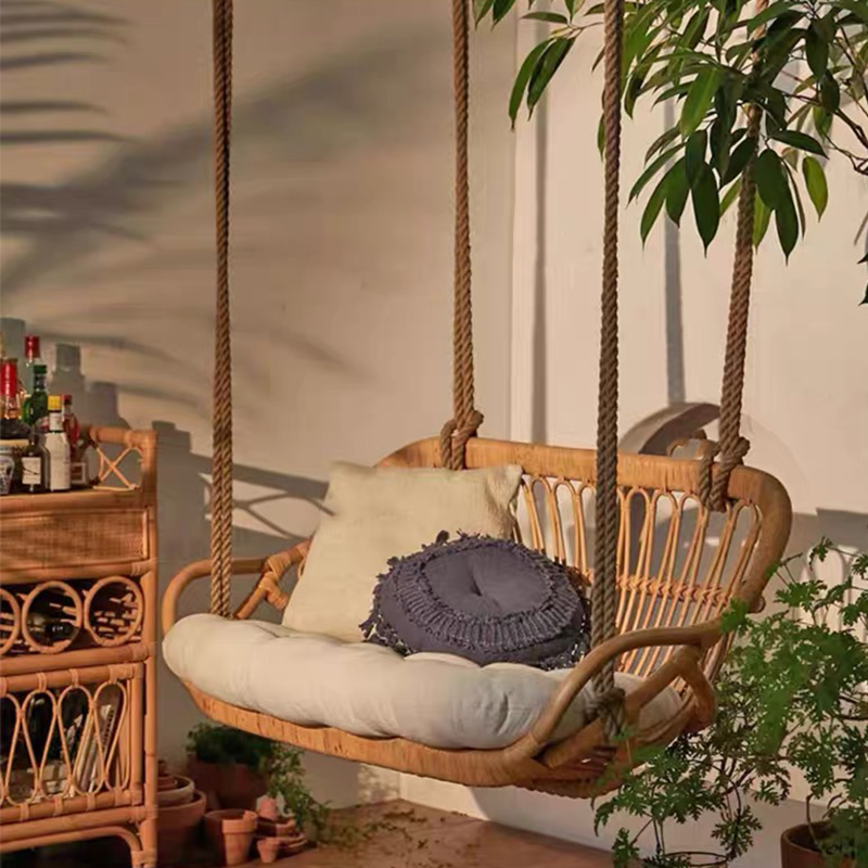 Outdoor Handmade Rattan Double Swing CharmyDecor