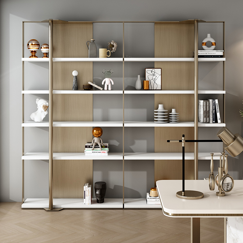 Minimalist Italian Stainless Steel Bookshelf - Luxury Rack – CharmyDecor