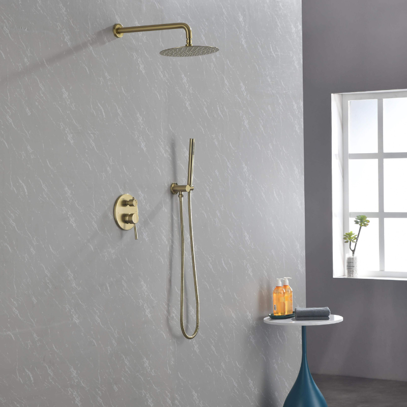 Brushed Gold Round Rainfall Shower System – CharmyDecor