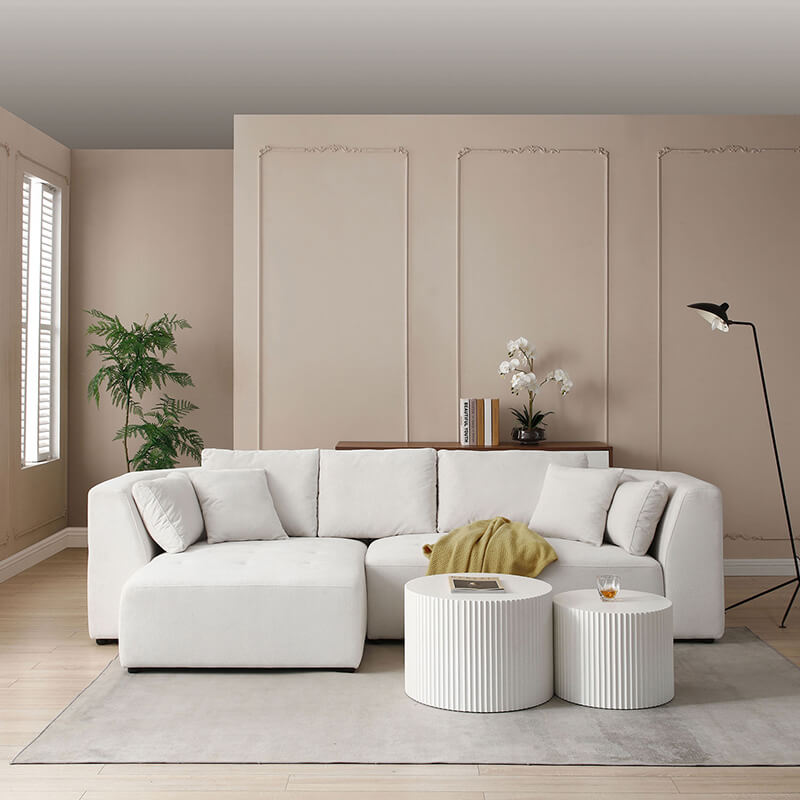 L-Shape Sectional Sofa with Thick Cus...