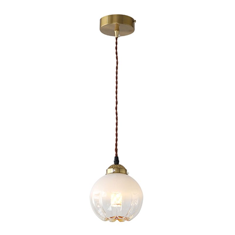 Modern White Glass Brass Bell Pendant...