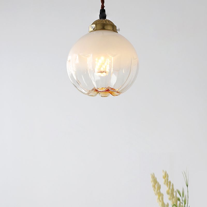 Modern White Glass Brass Bell Pendant...