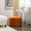 24.41" Orange Velvet Round Storage Ottoman - Footstool With Wooden Shelving