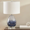 14" Modern Dark Blue Ombre Glass Table Lamp with Drum Shade