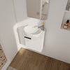 16" Gloss White Compact Wall-Mounted Bathroom Vanity with Round Single Ceramic Sink and Soft Close Door