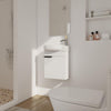 16" Gloss White Compact Wall-Mounted Bathroom Vanity with Round Single Ceramic Sink and Soft Close Door