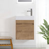 18" Mini Imitative Oak Floating Bathroom Vanity with Resin Sink & Cabinet