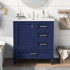30"x18" Modern Blue Freestanding Bathroom Vanity Cabinet Combo Set with 3 Drawers and a Soft Closing Door