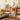 Wood makeup vanity set in natural finish in a bedroom 
