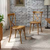 2-Pack Farmhouse Resin Cross Back Chair with Natural Finish