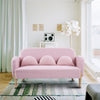 2-Seater Teddy Cute Couch with 3 Lumber Pillows and Square Arms in Pink