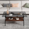 2-Tier Mid-Century Rectangle Coffee Table with Black Glass Top