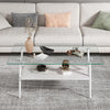 2-Tier Mid-Century Rectangle White and Glass Coffee Table