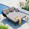 2-in-1 Modern Gray Outdoor Patio Daybed with Woven Nylon Rope Backrest and Washable Cushions