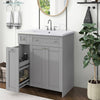 30" Modern Gray Bathroom Vanity Cabinet with Integrated Resin Sink & 2 Soft Close Doors