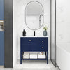 35.6" Navy Blue Freestanding Plywood Bathroom Vanity with Soft Close Drawers & Gel Basin