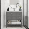 35.6" Rock Grey Freestanding Plywood Bathroom Vanity with Soft Close Drawers & Gel Basin
