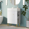 12.2" White Freestanding Bathroom Vanity with Ceramic Sink & Right Side Storage Cabinet