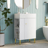 12.2" White Freestanding Bathroom Vanity with Ceramic Sink & Left Side Storage Cabinet