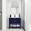 36" Modern Freestanding Blue Bathroom Vanity with White Resin Sink, 2 Drawers & Open Storage Shelf