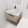 30" Modern White Oak Wall Mounted Bathroom Vanity with Round Ceramic Basin & Soft Close Door (Model C)