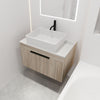30" Modern White Oak Wall Mounted Bathroom Vanity with Rectangle Ceramic Basin & Soft Close Door